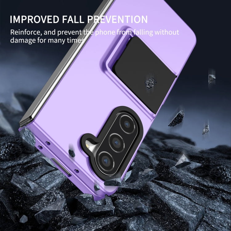 For Samsung Galaxy Z Fold5 Three-dimensional Folding Holder PC Phone Case(Purple)