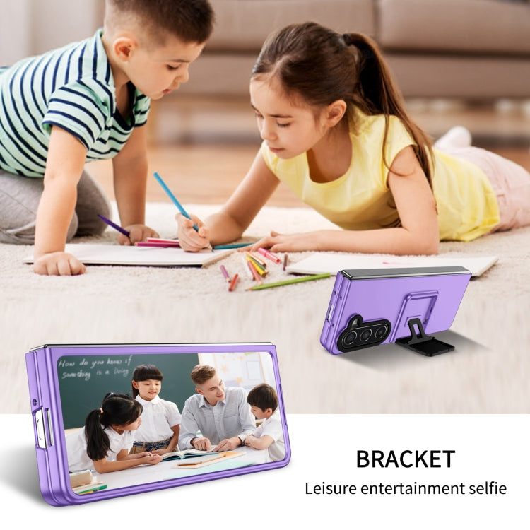 For Samsung Galaxy Z Fold5 Three-dimensional Folding Holder PC Phone Case(Purple)