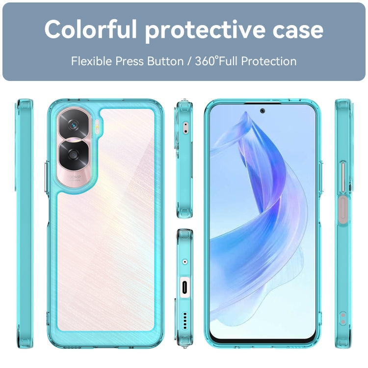 For Honor 90 Lite Colorful Series Acrylic Hybrid TPU Phone Case(Transparent Blue)