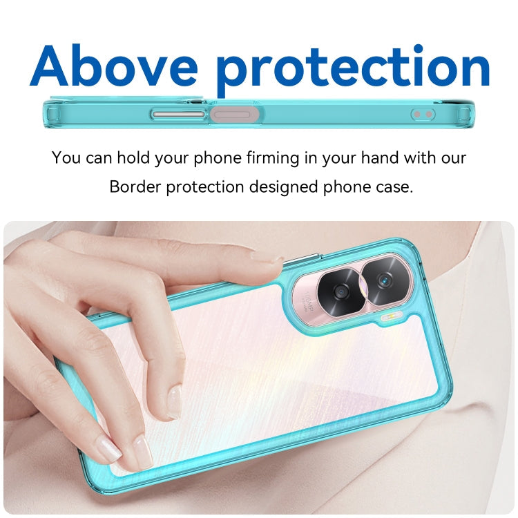 For Honor 90 Lite Colorful Series Acrylic Hybrid TPU Phone Case(Transparent Blue)
