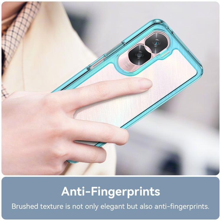 For Honor 90 Lite Colorful Series Acrylic Hybrid TPU Phone Case(Transparent Blue)