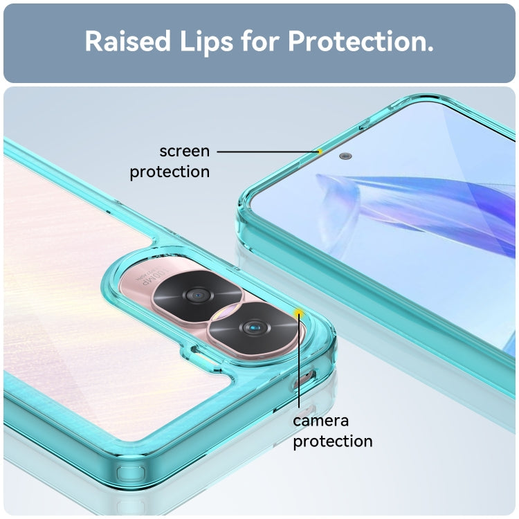 For Honor 90 Lite Colorful Series Acrylic Hybrid TPU Phone Case(Transparent Blue)