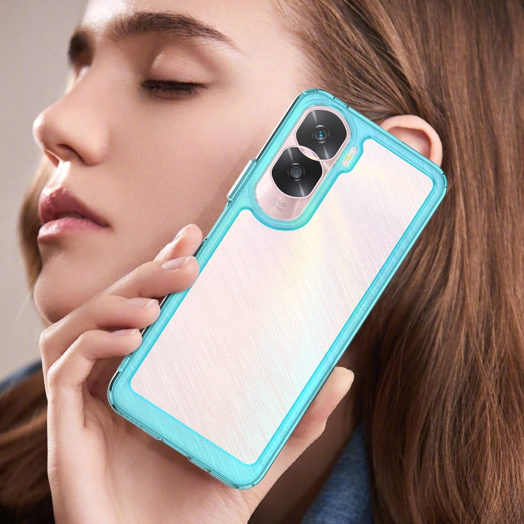 For Honor 90 Lite Colorful Series Acrylic Hybrid TPU Phone Case(Transparent Blue)