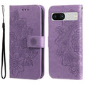 For Google Pixel 7a Seven-petal Flowers Embossing Leather Phone Case(Light Purple)