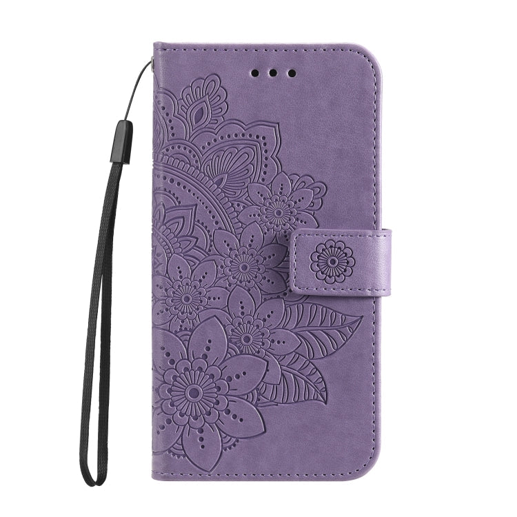 For Google Pixel 7a Seven-petal Flowers Embossing Leather Phone Case(Light Purple)