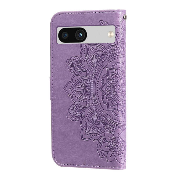 For Google Pixel 7a Seven-petal Flowers Embossing Leather Phone Case(Light Purple)