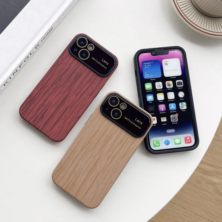 For iPhone 11 Pro Max Wood Grain TPU Phone Case with Lens Film(Brown)
