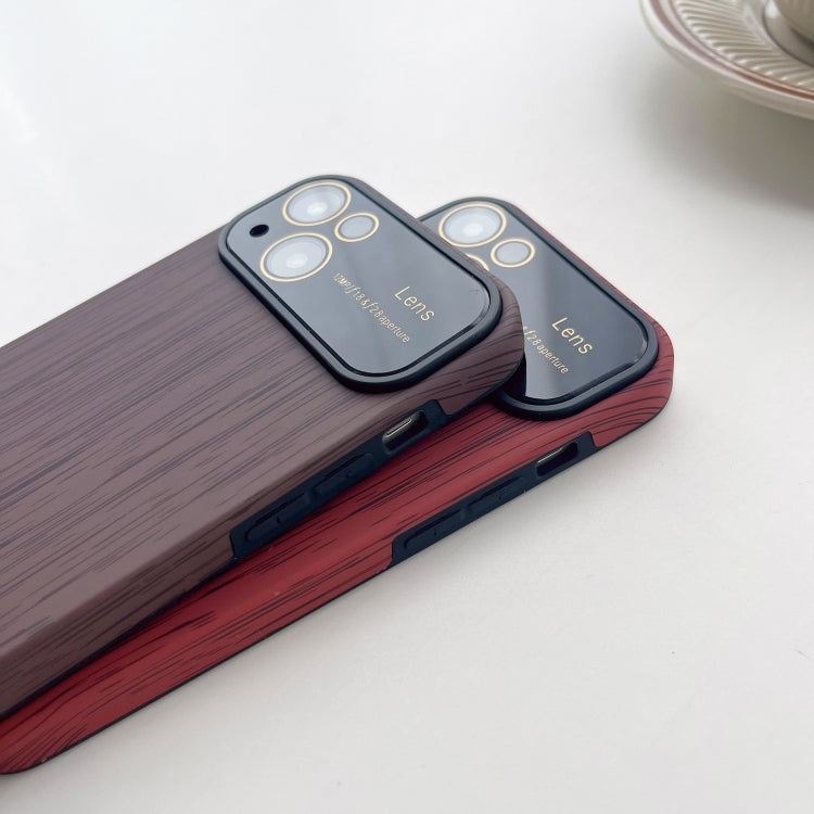 For iPhone 11 Pro Max Wood Grain TPU Phone Case with Lens Film(Brown)