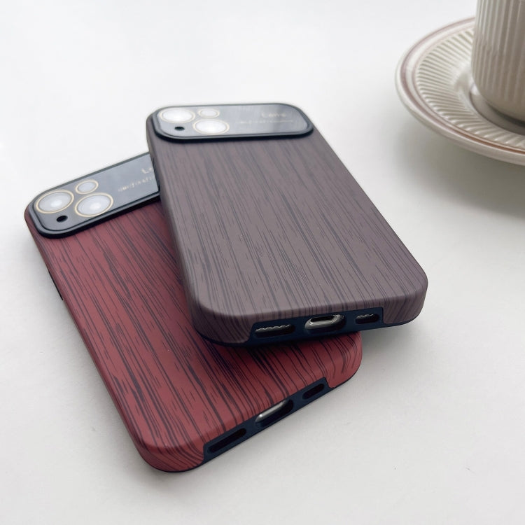 For iPhone 11 Pro Max Wood Grain TPU Phone Case with Lens Film(Brown)