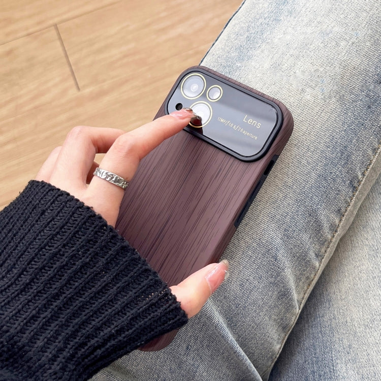For iPhone 11 Pro Max Wood Grain TPU Phone Case with Lens Film(Brown)