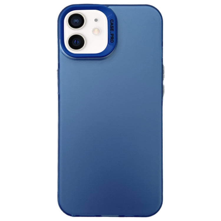 For iPhone 12 Semi Transparent Frosted PC Phone Case(Blue)