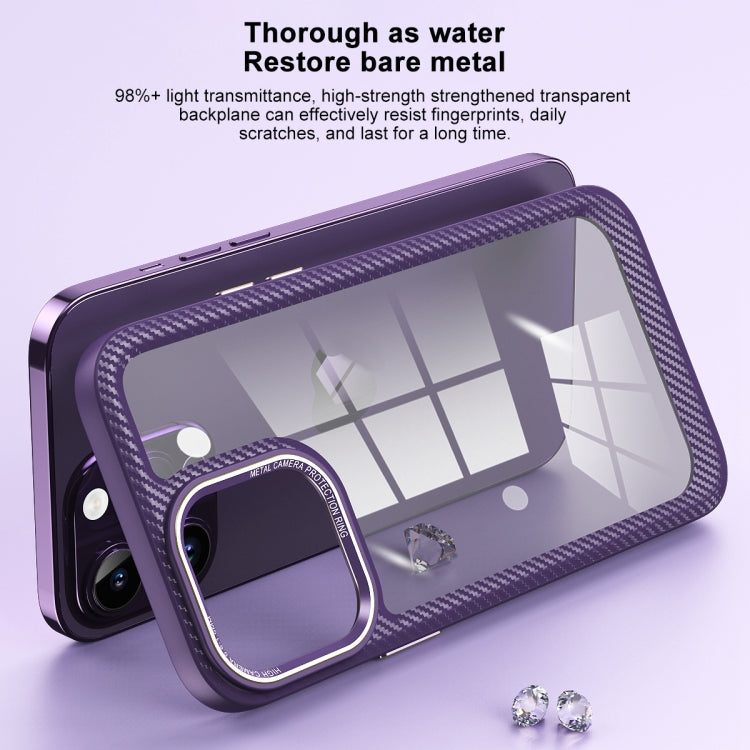 For iPhone 13 Pro Max Carbon Fiber Transparent Back Panel Phone Case(Green)
