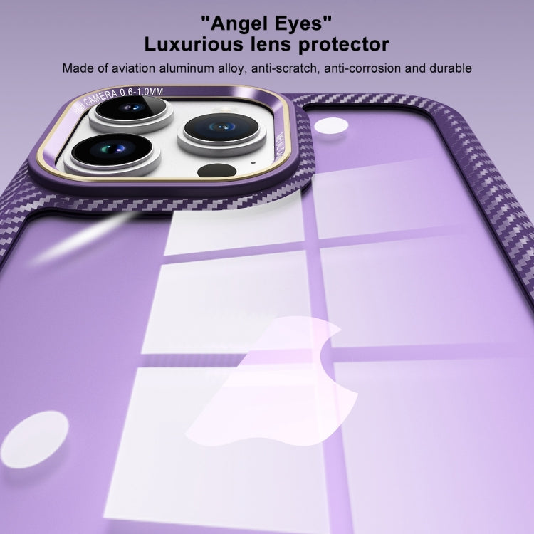 For iPhone 13 Pro Max Carbon Fiber Transparent Back Panel Phone Case(Green)