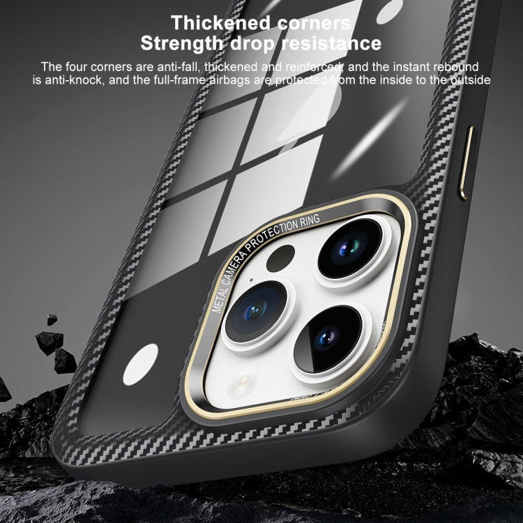 For iPhone 13 Pro Max Carbon Fiber Transparent Back Panel Phone Case(Green)