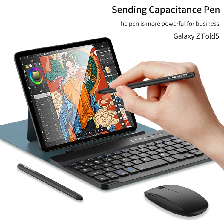 For Samsung Galaxy Z Fold5 GKK Gear Adjustment Bluetooth Keyboard + Pen + Mouse + Case Set(Carbon Fibre)