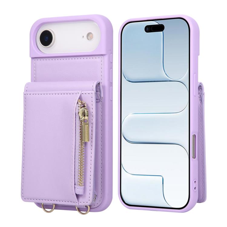 Crossbody Lanyard Zipper Wallet Leather Phone Case, For iPhone 17 Pro Max, For iPhone 17 Pro, For iPhone 17, For iPhone Air