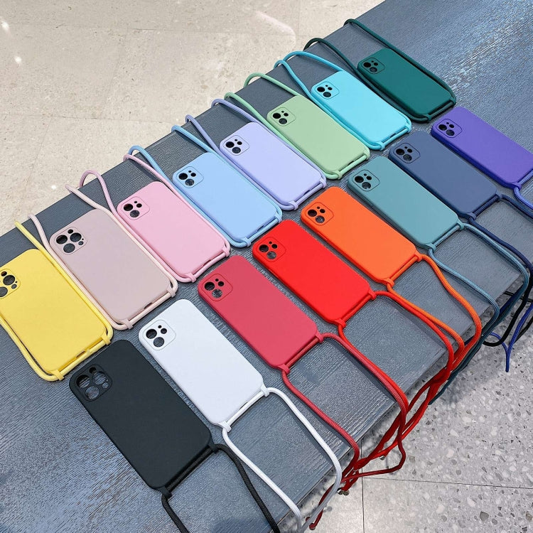 For iPhone 15 Plus Crossbody Lanyard Liquid Silicone Case(Rose Red)