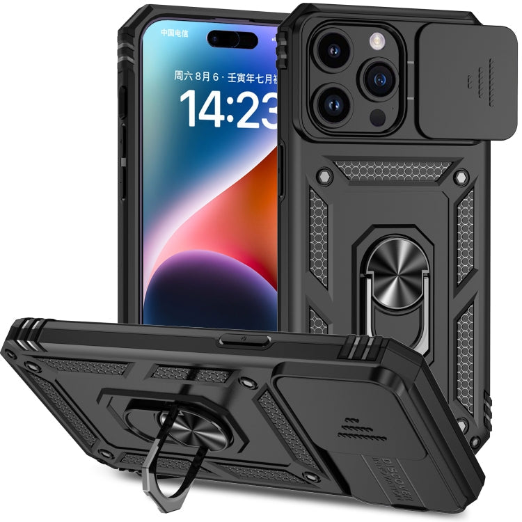 For iPhone 15 Pro Sliding Camshield Holder Phone Case(Black)