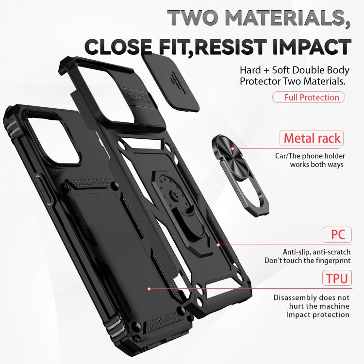 For iPhone 15 Pro Sliding Camshield Holder Phone Case(Black)