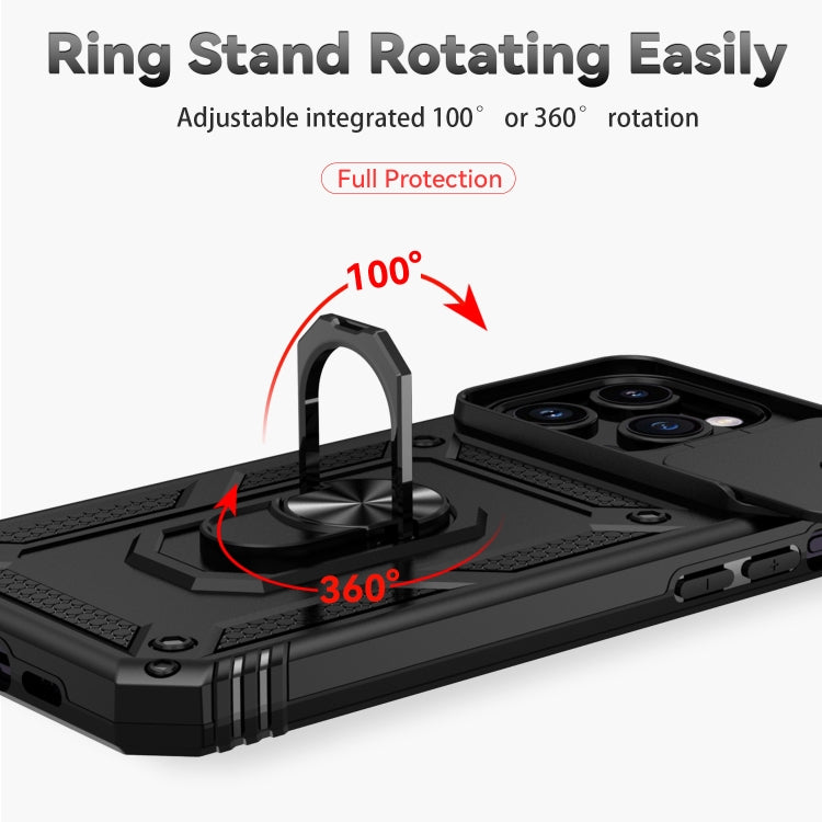 For iPhone 15 Pro Sliding Camshield Holder Phone Case(Black)