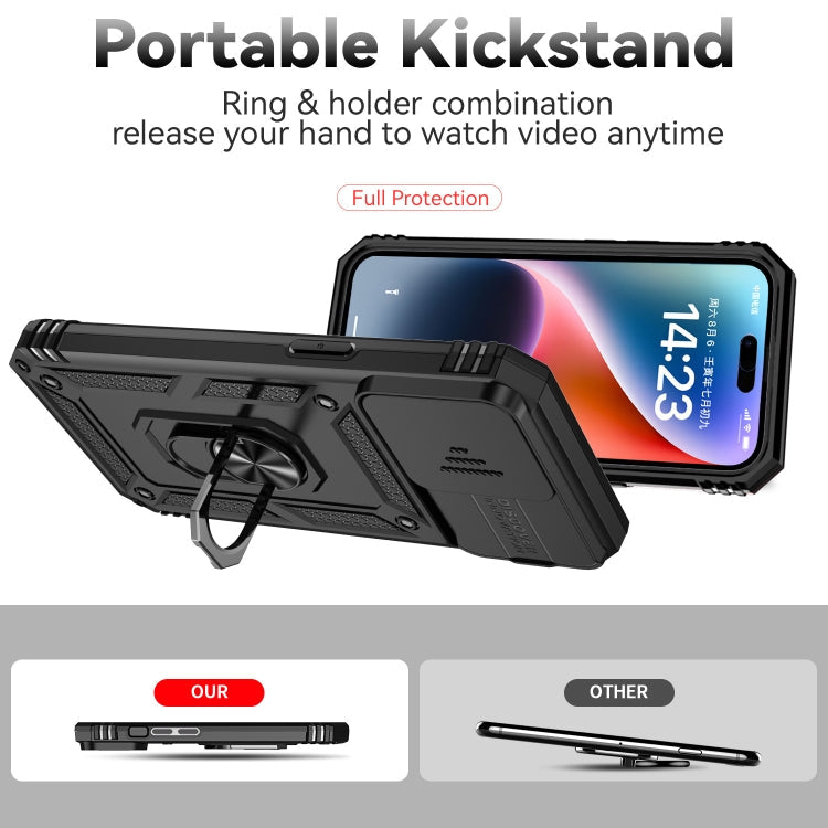 For iPhone 15 Pro Sliding Camshield Holder Phone Case(Black)