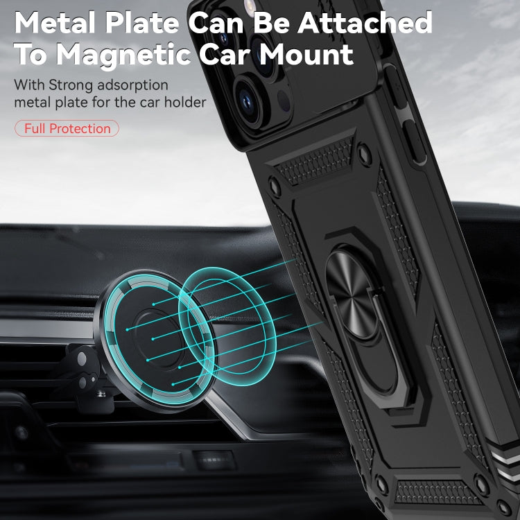 For iPhone 15 Pro Sliding Camshield Holder Phone Case(Black)