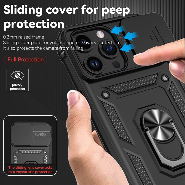 For iPhone 15 Pro Sliding Camshield Holder Phone Case(Black)