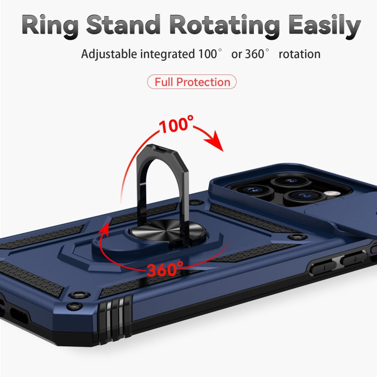 For iPhone 15 Pro Sliding Camshield Holder Phone Case(Blue)