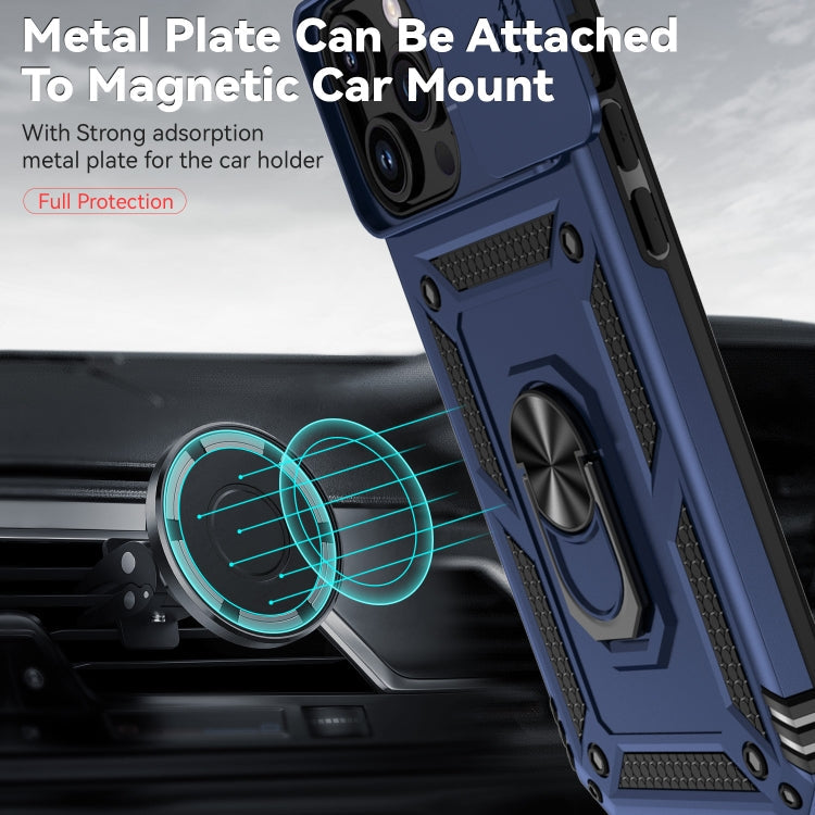 For iPhone 15 Pro Sliding Camshield Holder Phone Case(Blue)