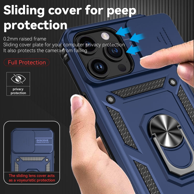 For iPhone 15 Pro Sliding Camshield Holder Phone Case(Blue)