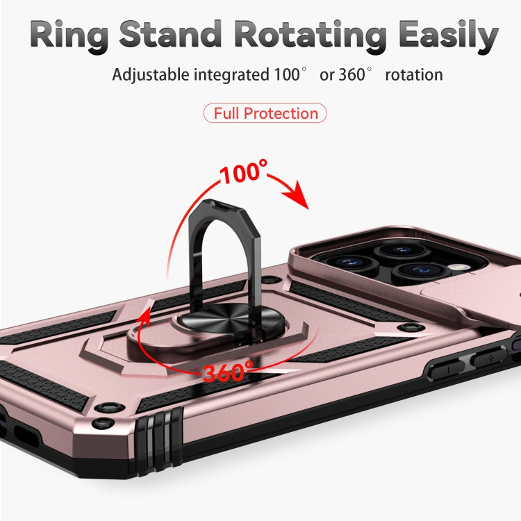 For iPhone 15 Pro Sliding Camshield Holder Phone Case(Rose Gold)