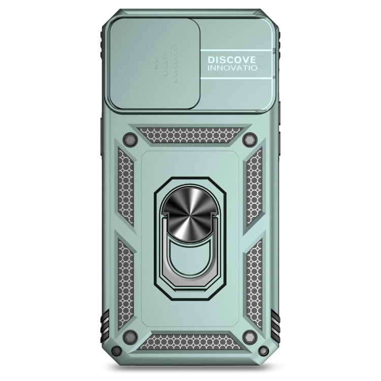 For iPhone 15 Pro Sliding Camshield Holder Phone Case(Dark Green)