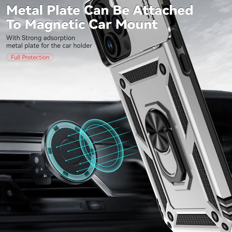 For iPhone 15 Pro Sliding Camshield Holder Phone Case(Silver)
