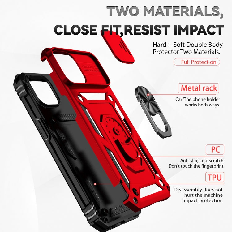 For iPhone 15 Plus Sliding Camshield Holder Phone Case(Red)