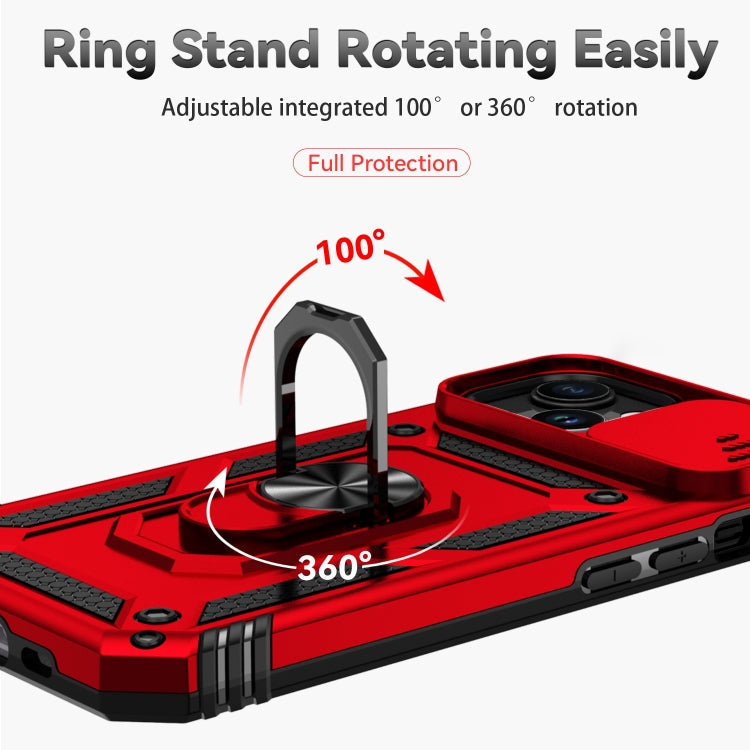 For iPhone 15 Plus Sliding Camshield Holder Phone Case(Red)