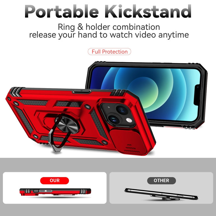 For iPhone 15 Plus Sliding Camshield Holder Phone Case(Red)