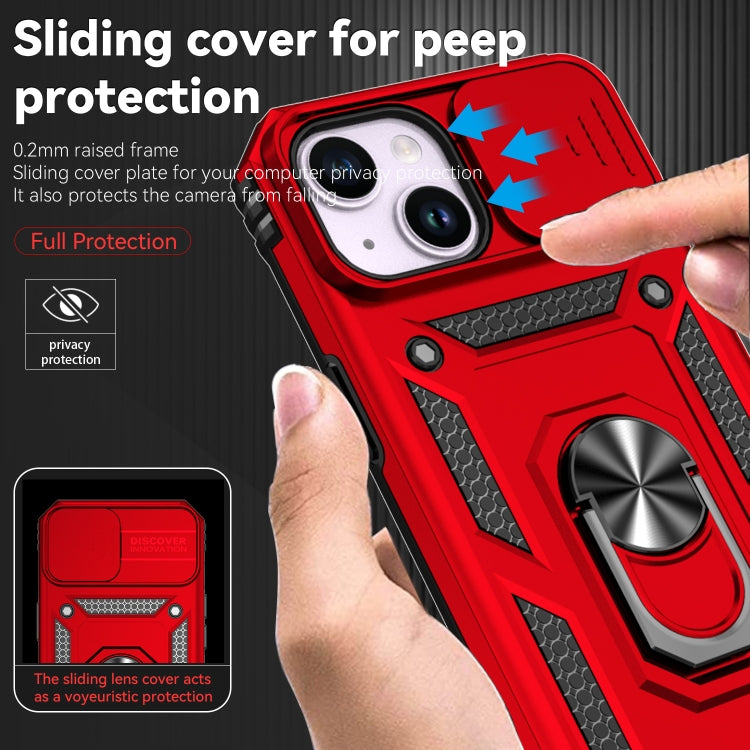 For iPhone 15 Plus Sliding Camshield Holder Phone Case(Red)