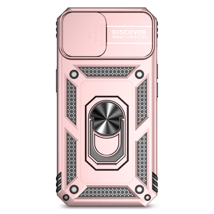 For iPhone 15 Sliding Camshield Holder Phone Case(Rose Gold)