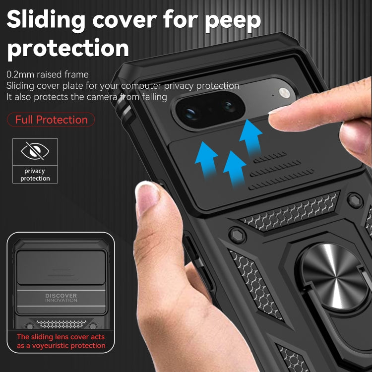 For Google Pixel 7a Sliding Camshield Holder Phone Case(Black)