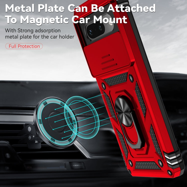 For Google Pixel 7a Sliding Camshield Holder Phone Case(Red)