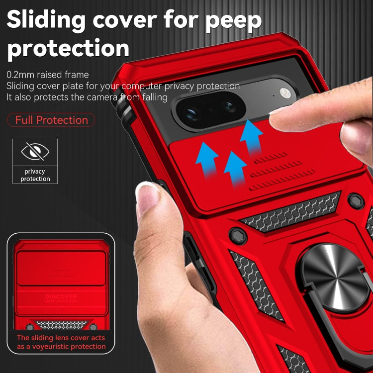 For Google Pixel 7a Sliding Camshield Holder Phone Case(Red)