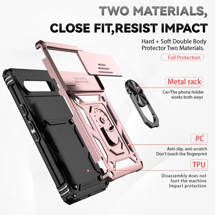 For Google Pixel 7a Sliding Camshield Holder Phone Case(Rose Gold)