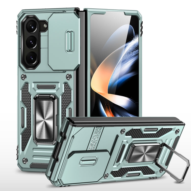For Samsung Galaxy Z Fold5 5G Armor PC  TPU Camera Shield Phone Case(Alpine Green)