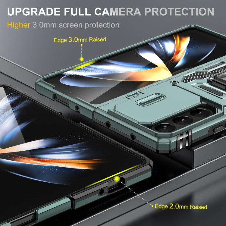 For Samsung Galaxy Z Fold5 5G Armor PC  TPU Camera Shield Phone Case(Alpine Green)