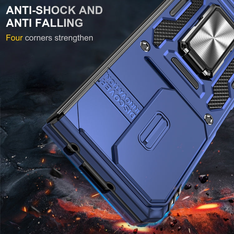 For Samsung Galaxy Z Fold5 5G Armor PC + TPU Camera Shield Phone Case(Navy Blue)