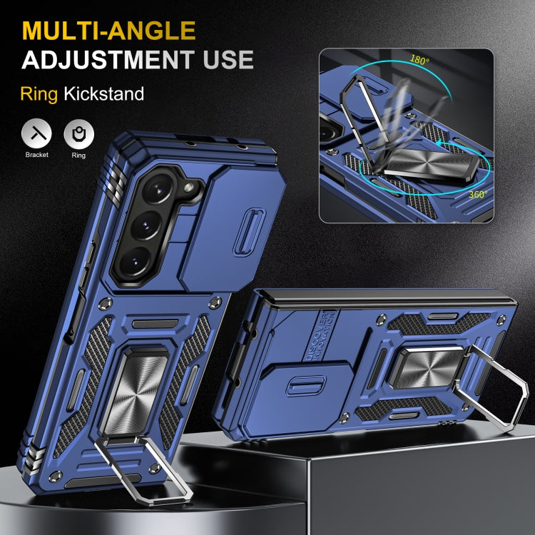 For Samsung Galaxy Z Fold5 5G Armor PC + TPU Camera Shield Phone Case(Navy Blue)