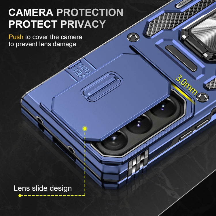 For Samsung Galaxy Z Fold5 5G Armor PC + TPU Camera Shield Phone Case(Navy Blue)