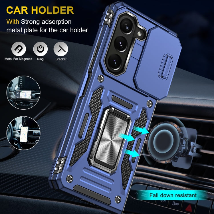 For Samsung Galaxy Z Fold5 5G Armor PC + TPU Camera Shield Phone Case(Navy Blue)