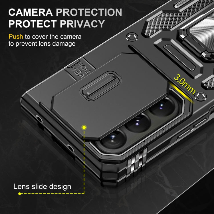 For Samsung Galaxy Z Fold5 5G Armor PC + TPU Camera Shield Phone Case(Black)