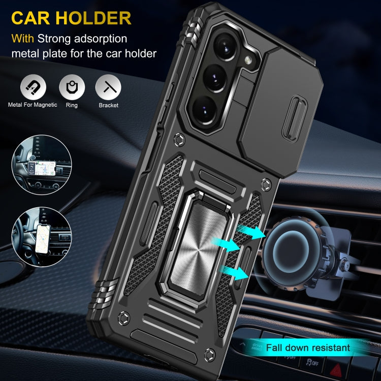 For Samsung Galaxy Z Fold5 5G Armor PC + TPU Camera Shield Phone Case(Black)